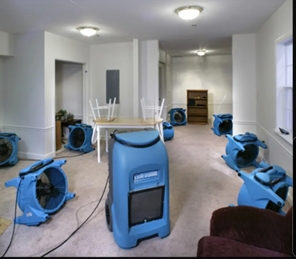 Air movers and dehumidifier setup for Water Extraction & Removal in Corinth